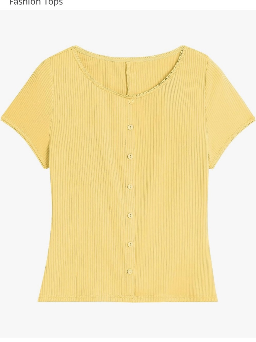 Zaful Yellow Ribbed Short-Sleeve Button Front Top - NWOT